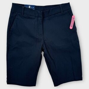 NEW Izod Approved Schoolwear Shorts Boys 12 Navy Blue Chino Adjustable Waist